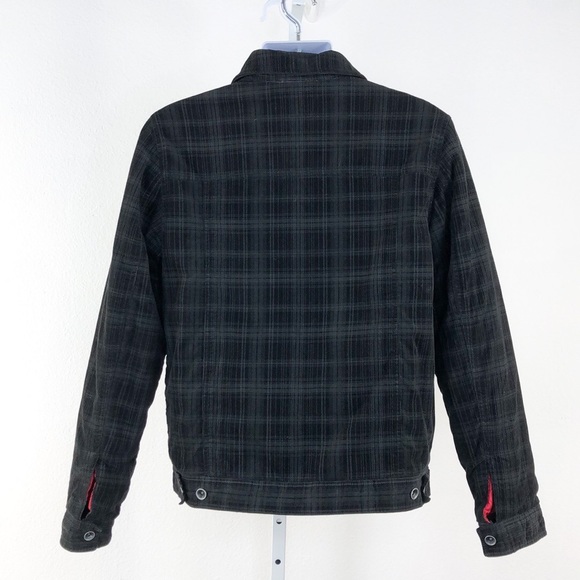Hurley Black Grey Quilted Button Front Jacket - Picture 3 of 6